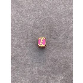 Bayar Gold 14 Ayar Altın Kafesli Pembe Boncuk F Harf Kolye Ucu