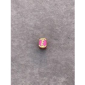 Bayar Gold 14 Ayar Altın Kafesli Pembe Boncuk F Harf Kolye Ucu