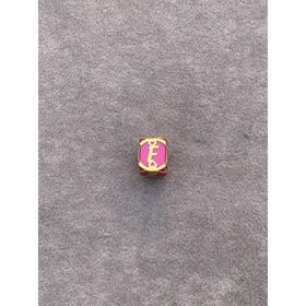 Bayar Gold 14 Ayar Altın Kafesli Pembe Boncuk F Harf Kolye Ucu