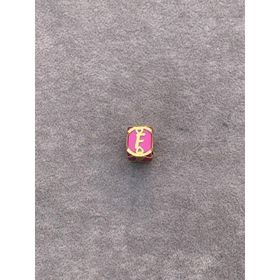 Bayar Gold 14 Ayar Altın Kafesli Pembe Boncuk F Harf Kolye Ucu