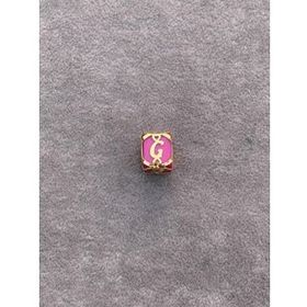 Bayar Gold 14 Ayar Altın Kafesli Pembe Boncuk G Harf Kolye Ucu