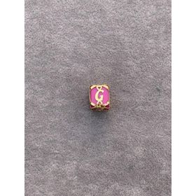 Bayar Gold 14 Ayar Altın Kafesli Pembe Boncuk G Harf Kolye Ucu