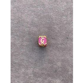 Bayar Gold 14 Ayar Altın Kafesli Pembe Boncuk G Harf Kolye Ucu