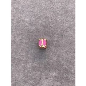 Bayar Gold 14 Ayar Altın Kafesli Pembe Boncuk i Harf Kolye Ucu