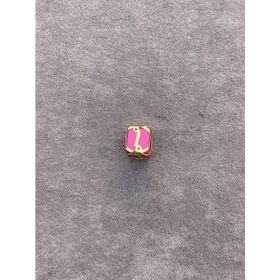 Bayar Gold 14 Ayar Altın Kafesli Pembe Boncuk i Harf Kolye Ucu