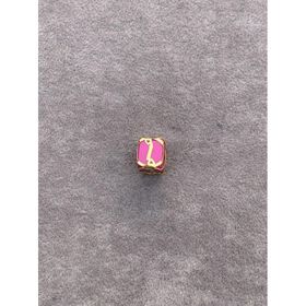 Bayar Gold 14 Ayar Altın Kafesli Pembe Boncuk i Harf Kolye Ucu