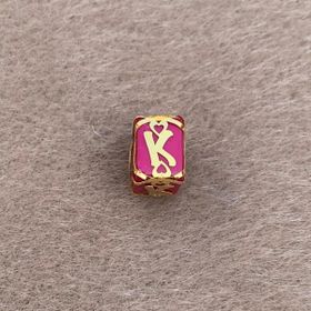 Bayar Gold 14 Ayar Altın Kafesli Pembe Boncuk K Harf Kolye Ucu