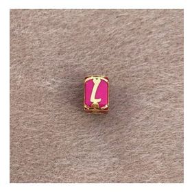 Bayar Gold 14 Ayar Altın Kafesli Pembe Boncuk L Harf Kolye Ucu