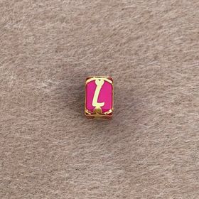 Bayar Gold 14 Ayar Altın Kafesli Pembe Boncuk L Harf Kolye Ucu