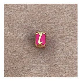 Bayar Gold 14 Ayar Altın Kafesli Pembe Boncuk L Harf Kolye Ucu