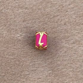 Bayar Gold 14 Ayar Altın Kafesli Pembe Boncuk L Harf Kolye Ucu