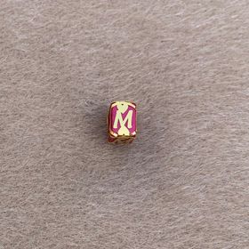 Bayar Gold 14 Ayar Altın Kafesli Pembe Boncuk M Harf Kolye Ucu