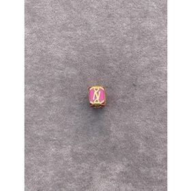 Bayar Gold 14 Ayar Altın Kafesli Pembe Boncuk N Harf Kolye Ucu