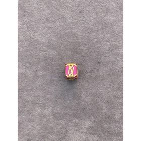 Bayar Gold 14 Ayar Altın Kafesli Pembe Boncuk N Harf Kolye Ucu