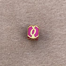 Bayar Gold 14 Ayar Altın Kafesli Pembe Boncuk O Harf Kolye Ucu
