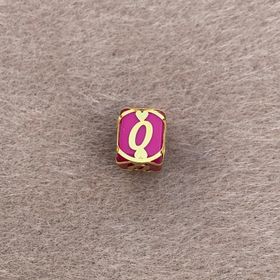 Bayar Gold 14 Ayar Altın Kafesli Pembe Boncuk O Harf Kolye Ucu