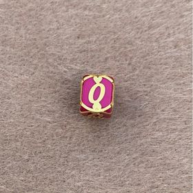 Bayar Gold 14 Ayar Altın Kafesli Pembe Boncuk O Harf Kolye Ucu
