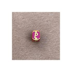Bayar Gold 14 Ayar Altın Kafesli Pembe Boncuk P Harf Kolye Ucu