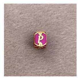 Bayar Gold 14 Ayar Altın Kafesli Pembe Boncuk P Harf Kolye Ucu