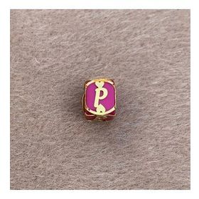 Bayar Gold 14 Ayar Altın Kafesli Pembe Boncuk P Harf Kolye Ucu