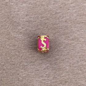 Bayar Gold 14 Ayar Altın Kafesli Pembe Boncuk Ş Harf Kolye Ucu