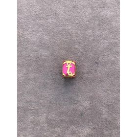 Bayar Gold 14 Ayar Altın Kafesli Pembe Boncuk T Harf Kolye Ucu