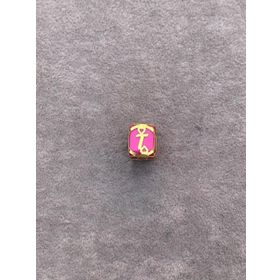Bayar Gold 14 Ayar Altın Kafesli Pembe Boncuk T Harf Kolye Ucu
