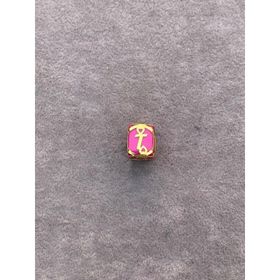 Bayar Gold 14 Ayar Altın Kafesli Pembe Boncuk T Harf Kolye Ucu