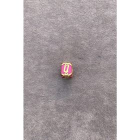 Bayar Gold 14 Ayar Altın Kafesli Pembe Boncuk U Harf Kolye Ucu