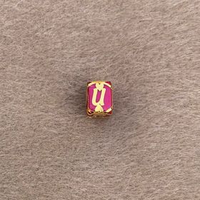 Bayar Gold 14 Ayar Altın Kafesli Pembe Boncuk U Harf Kolye Ucu