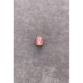 Bayar Gold 14 Ayar Altın Kafesli Pembe Boncuk U Harf Kolye Ucu