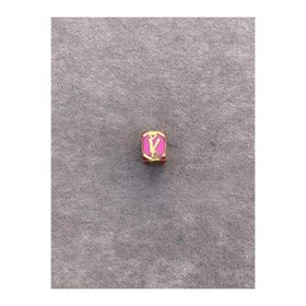 Bayar Gold 14 Ayar Altın Kafesli Pembe Boncuk V Harf Kolye Ucu