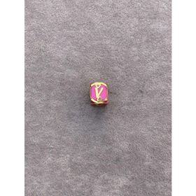 Bayar Gold 14 Ayar Altın Kafesli Pembe Boncuk V Harf Kolye Ucu