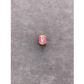 Bayar Gold 14 Ayar Altın Kafesli Pembe Boncuk V Harf Kolye Ucu