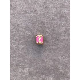Bayar Gold 14 Ayar Altın Kafesli Pembe Boncuk Y Harf Kolye Ucu
