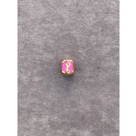 Bayar Gold 14 Ayar Altın Kafesli Pembe Boncuk Y Harf Kolye Ucu