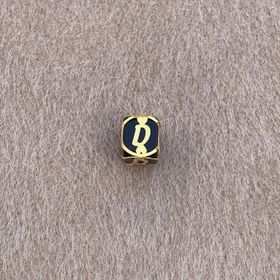 Bayar Gold 14 Ayar Altın Kafesli Siyah Boncuk D Harf Kolye Ucu