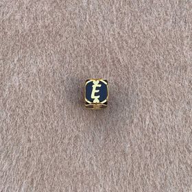 Bayar Gold 14 Ayar Altın Kafesli Siyah Boncuk E Harf Kolye Ucu
