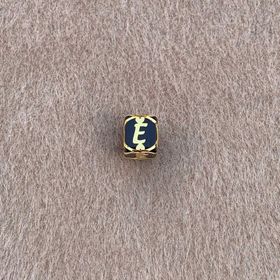 Bayar Gold 14 Ayar Altın Kafesli Siyah Boncuk E Harf Kolye Ucu
