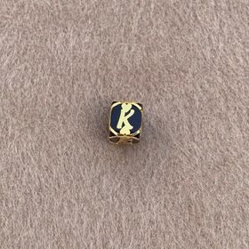Bayar Gold 14 Ayar Altın Kafesli Siyah Boncuk K Harf Kolye Ucu