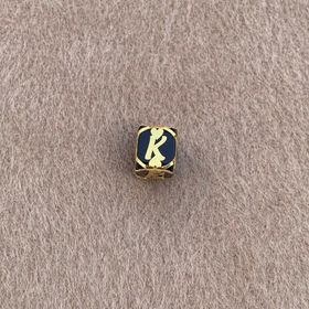 Bayar Gold 14 Ayar Altın Kafesli Siyah Boncuk K Harf Kolye Ucu