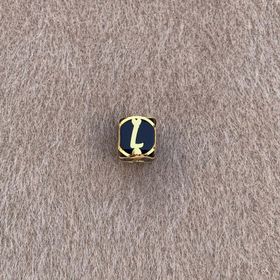 Bayar Gold 14 Ayar Altın Kafesli Siyah Boncuk L Harf Kolye Ucu