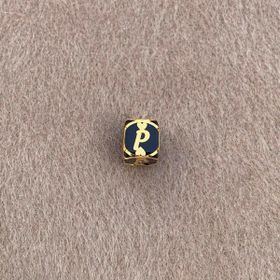 Bayar Gold 14 Ayar Altın Kafesli Siyah Boncuk P Harf Kolye Ucu