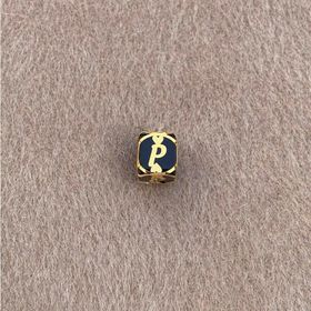 Bayar Gold 14 Ayar Altın Kafesli Siyah Boncuk P Harf Kolye Ucu