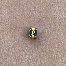 Bayar Gold 14 Ayar Altın Kafesli Siyah Boncuk P Harf Kolye Ucu