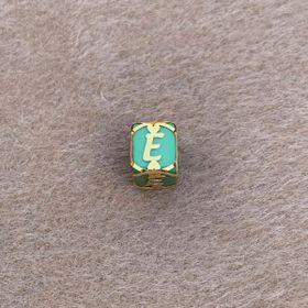Bayar Gold 14 Ayar Altın Kafesli Yeşil Boncuk E Harf Kolye Ucu