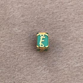 Bayar Gold 14 Ayar Altın Kafesli Yeşil Boncuk F Harf Kolye Ucu