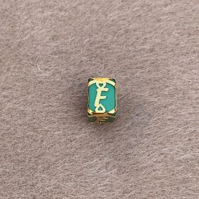 Bayar Gold 14 Ayar Altın Kafesli Yeşil Boncuk F Harf Kolye Ucu