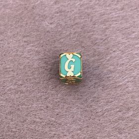 Bayar Gold 14 Ayar Altın Kafesli Yeşil Boncuk G Harf Kolye Ucu