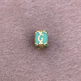Bayar Gold 14 Ayar Altın Kafesli Yeşil Boncuk G Harf Kolye Ucu